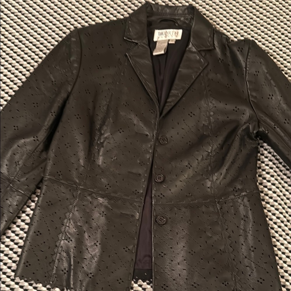 Wilsons Leather Black Blazer with Textured Finish